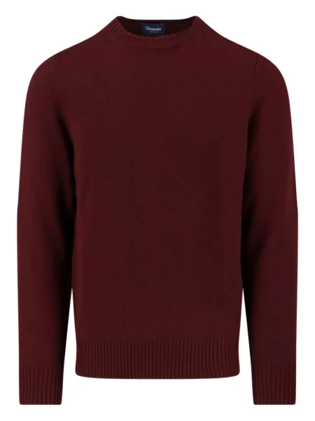 Pulover Drumohr din cașmir cu decolteu rotund roșu