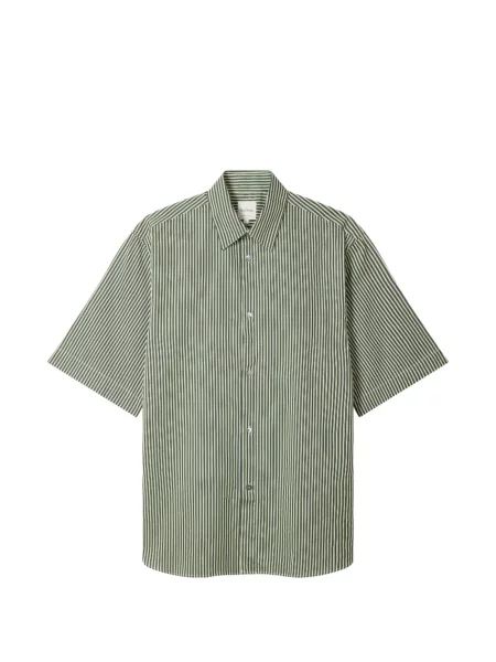 Cămașă Paul Smith de mătase cu dungi verde