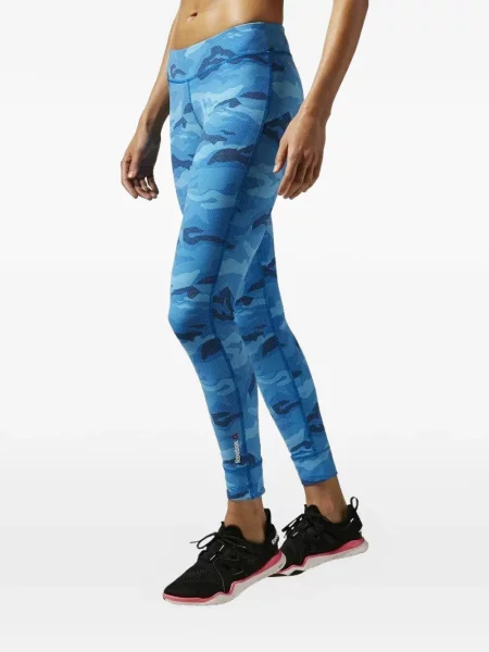 Leggings Reebok cu model camuflaj albastru