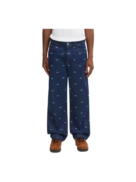 Szerokie jeansy Maison Kitsune niebieskie