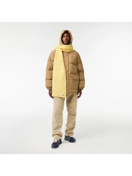 Lacoste Kurtka Puchowa Z Odpinanym Kapturem Midi brązowa
