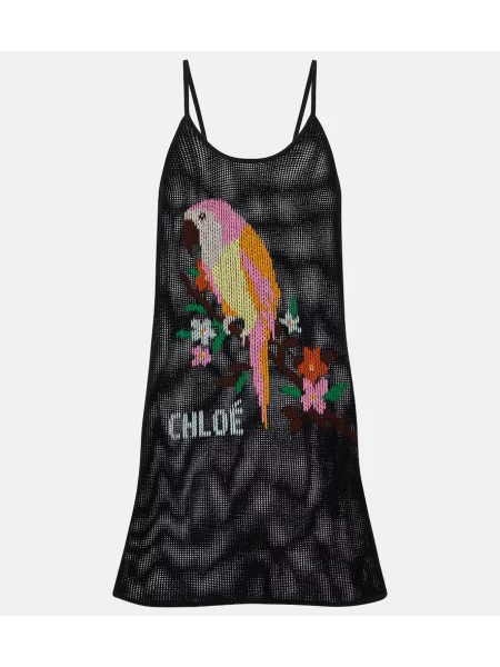 Rochie Chloé cu broderie negru