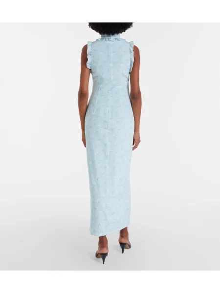 Rochie maxi Alessandra Rich cu funde de mătase albastru