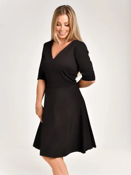Rochie Mimi cu decolteu în V de costum negru