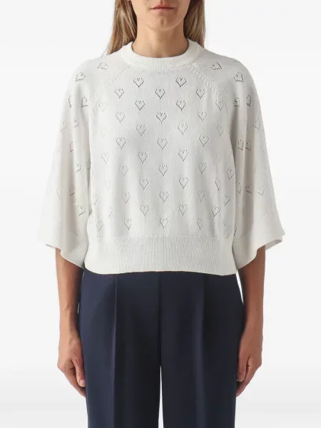 Pulover Twinset cu motiv cu inimi alb