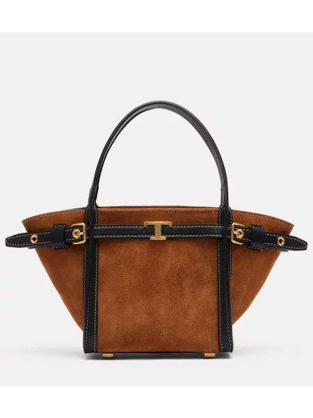 Geantă shopper Tod's din piele de căprioară maro