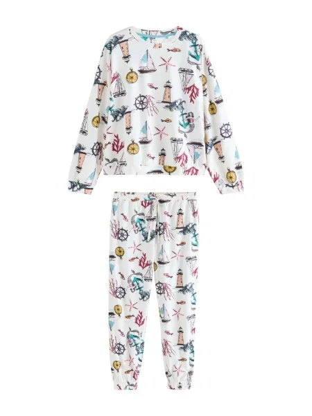 Next Pijama albastru aqua / roz / negru alb