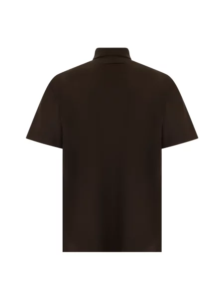 Koszulka polo Zegna z krótkim rękawem brązowa