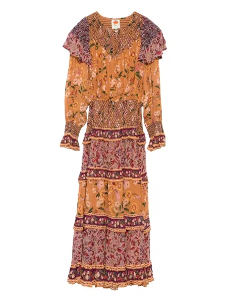 Rochie Farm Rio cu model floral cu imagine de costum maro