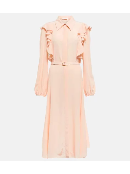 Rochie tip cămașă Chloã© de mătase de costum roz