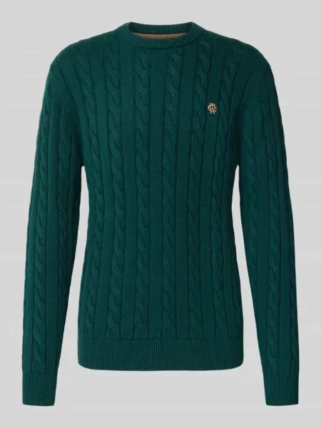 Sweter z dzianiny o kroju slim fit z czystej bawełny Mcneal zielony