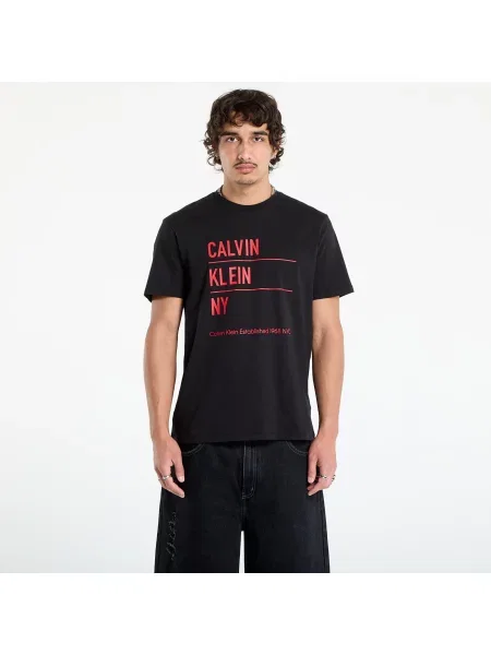 Тениска Calvin Klein Jeans с принт черно