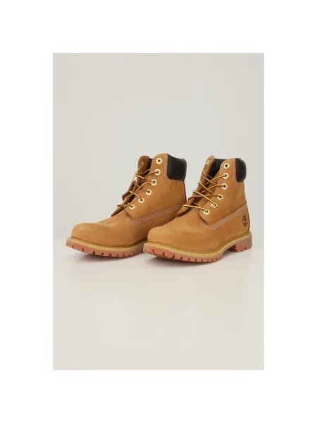 Botki Timberland skórzane na płaskim obcasie beżowe