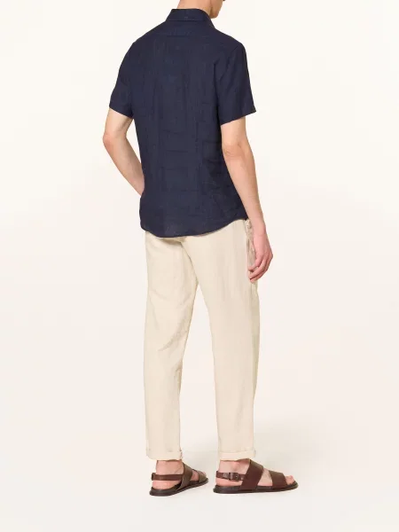 Reiss Koszula Z Krótkim Rękawem Holiday Slim Fit Z Lnu blau granatowa