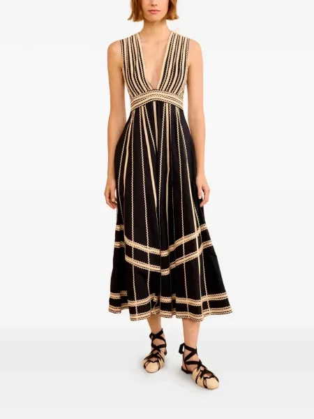 Rochie midi Ulla Johnson cu decolteu în V până la genunchi de costum negru