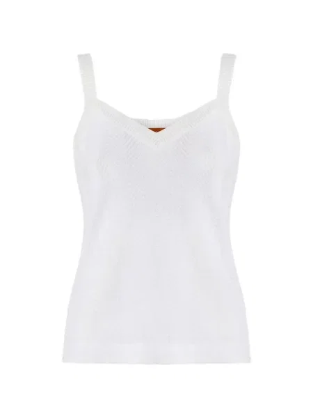 Top Missoni cu decolteu în V alb