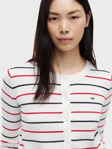 У смужку кардиган Tommy Jeans з круглим вирізом білий