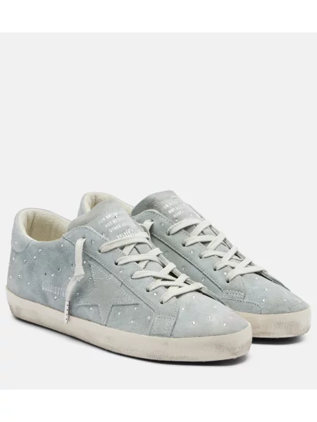 Sneakerși Golden Goose din piele de căprioară albastru