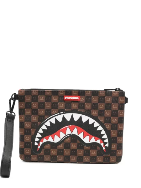 Geantă Sprayground în carouri cu imagine maro