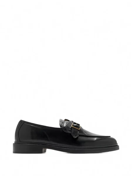 Pantofi loafer Jacques Solovière Paris cu cataramă cu bretele negru