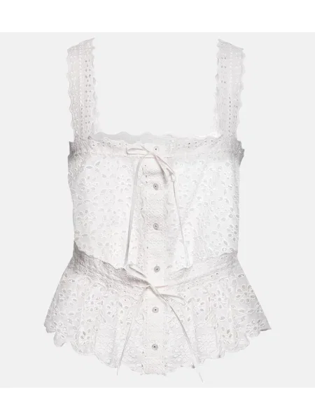 Top Veronica Beard cu broderie alb