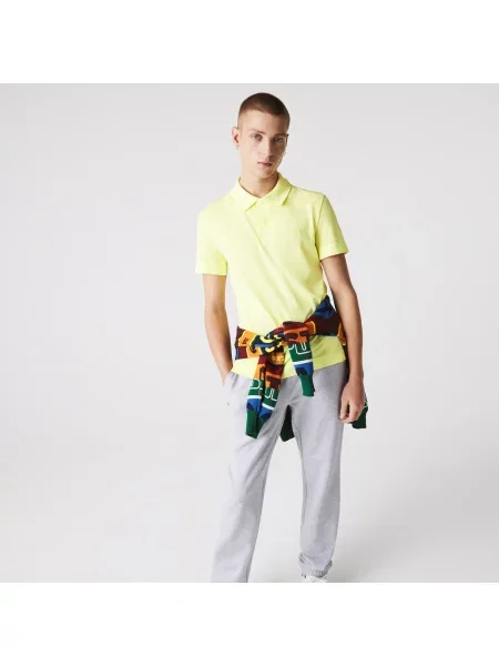 Lacoste Koszulka Polo Slim Fit Piqué Z Organicznej Bawełny Stretch żółta