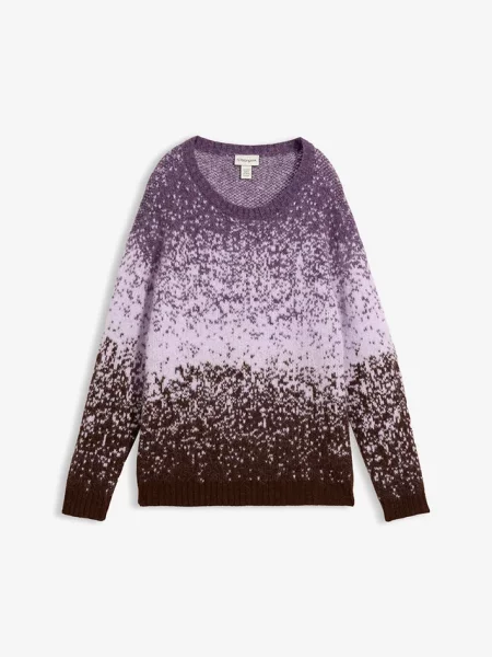 Sweter z mięsistej dzianiny z długim włosem fioletowy
