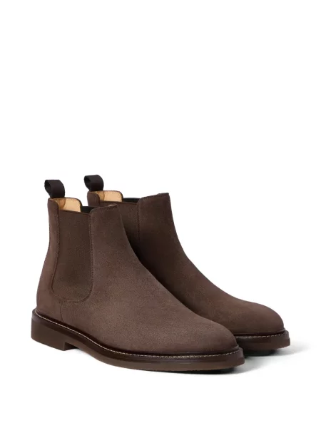 Botine chelsea Brunello Cucinelli din piele de căprioară maro