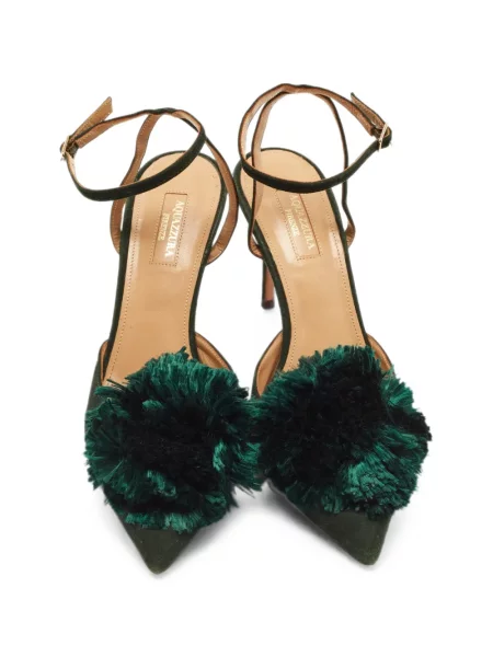 Pantofi cu toc Aquazzura cu bretele verde