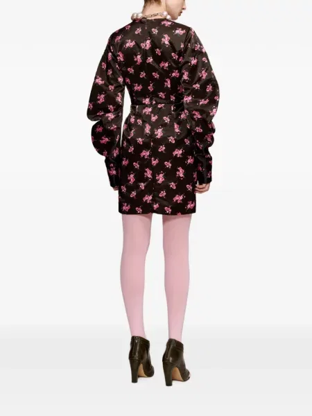 Rochie mini Essentiel Antwerp cu model floral cu imagine negru