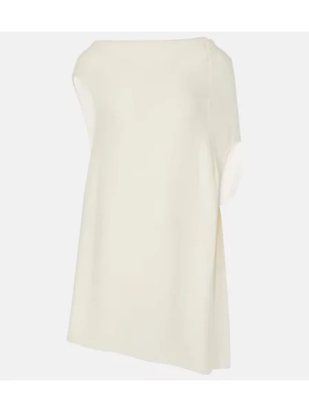 Top The Row de mătase drapat alb