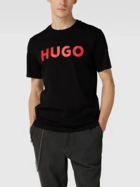 T-shirt z napisem z logo model ‘Dulivio’ Hugo czarna