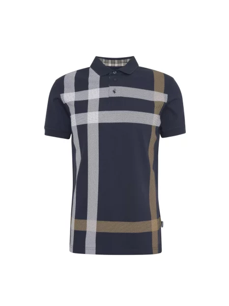 Koszulka polo Barbour w kratę granatowa
