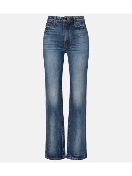 Blugi drepți Khaite cu talie înaltă albastru