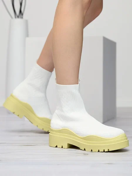 Botine Resti fără toc alb