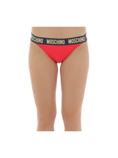 Bikini Moschino z wysoką talią z logo czerwone