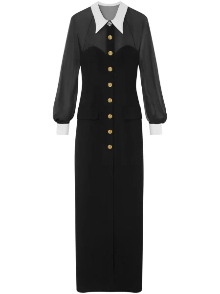 Jedwabna maksi sukienka maxi Versace garniturowa czarna
