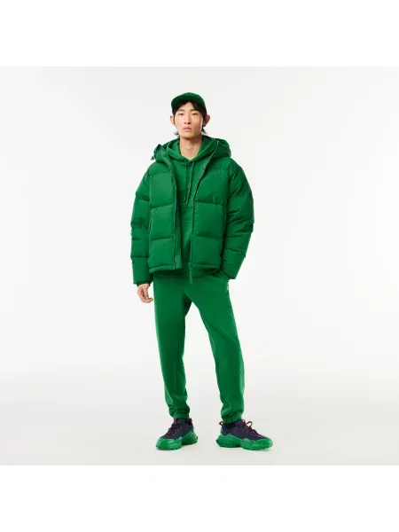 Lacoste Pikowana Wodoodporna Krótka Kurtka zielona