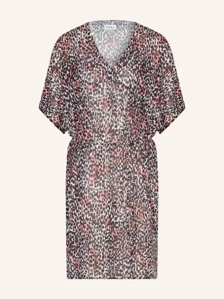 Cyell Plážové Šaty Cheetah Chic černá / světle červená bílá