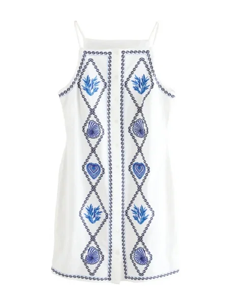 Next Rochie tip bluză bleumarin / albastru regal alb