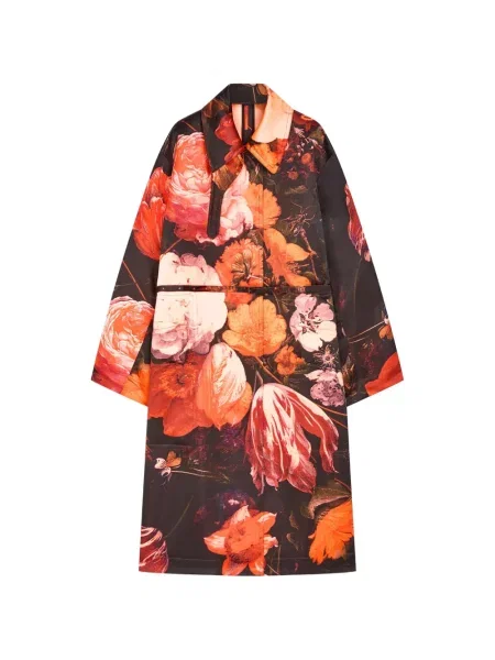 Palton Dries Van Noten cu model floral negru