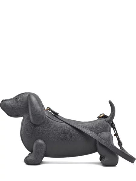 Geanta de piele Thom Browne din piele gri