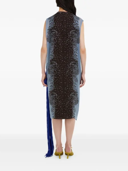 Rochie Ferragamo de mătase cu model floral de costum maro