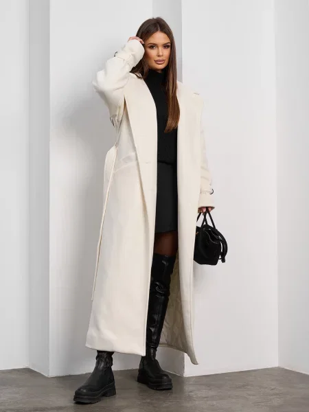 Вовняне Пальто з утеплювачем ISSA Plus молочний