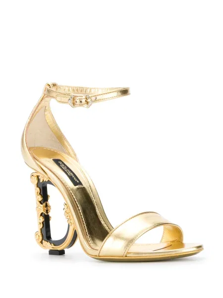 Iš natūralios odos sandalai Dolce & Gabbana auksinė