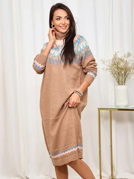 Obleka obleka Resti s potiskom rjava