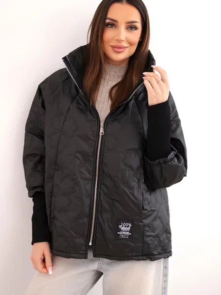 Geacă Kesi Włoski cu model floral negru