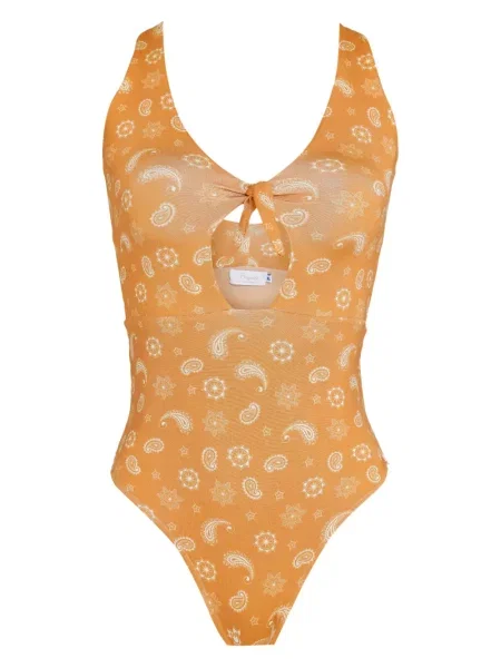 Strój kąpielowy Brigitte z nadrukiem z wzorem paisley pomarańczowy