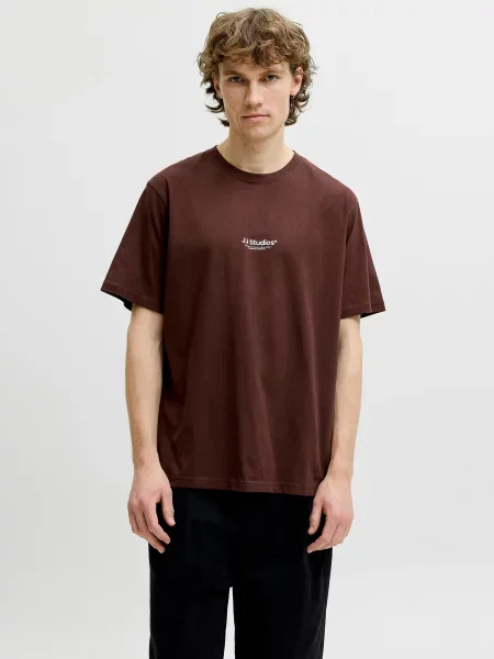 JACK & JONES Tričko JJESoho čokoládová biela
