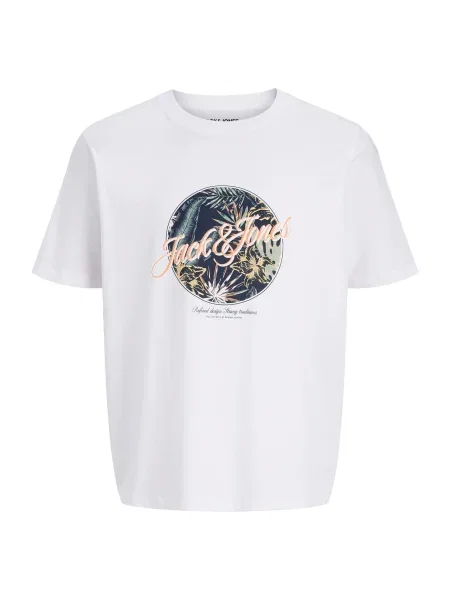 JACK & JONES Tricou JJHONOLULU albastru închis / verde deschis / portocaliu deschis alb